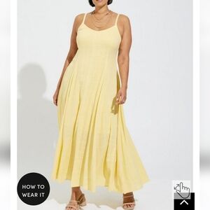 🆕️🌻☀️SUNSHINE YELLOW MAXI COTTON TEXTURED TRAPEZE DRESS☀️🌻